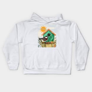 Chestnut-backed Chickadee on Green Bird House Kids Hoodie